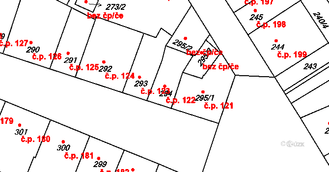 Příbram II 122, Příbram na parcele st. 294 v KÚ Příbram, Katastrální mapa