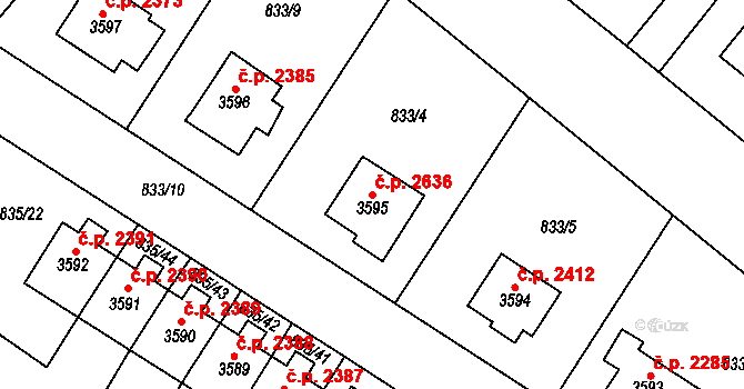 Dvůr Králové nad Labem 2636 na parcele st. 3595 v KÚ Dvůr Králové nad Labem, Katastrální mapa