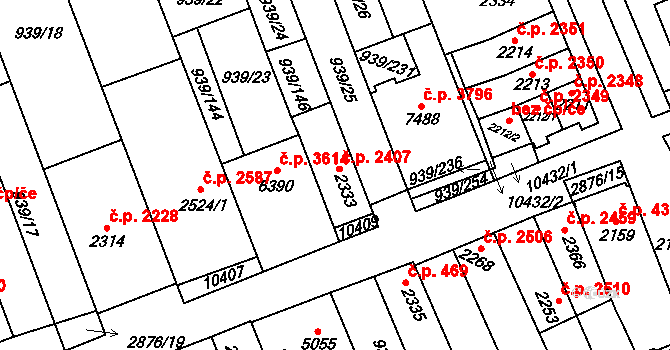 Hodonín 2407 na parcele st. 2333 v KÚ Hodonín, Katastrální mapa