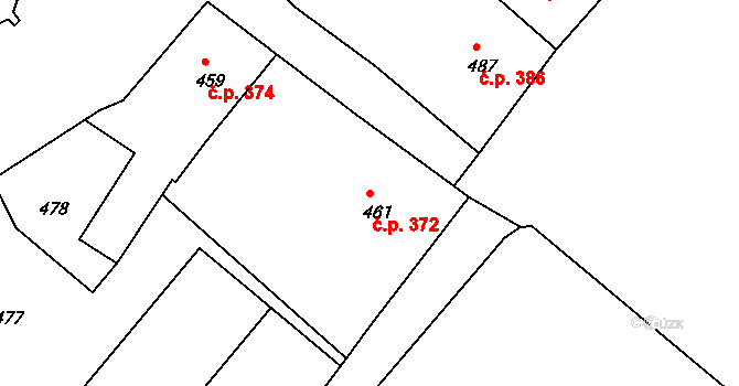 Rumburk 1 372, Rumburk na parcele st. 461 v KÚ Rumburk, Katastrální mapa