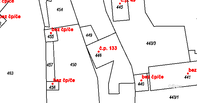 Český Dub III 133, Český Dub na parcele st. 446 v KÚ Český Dub, Katastrální mapa