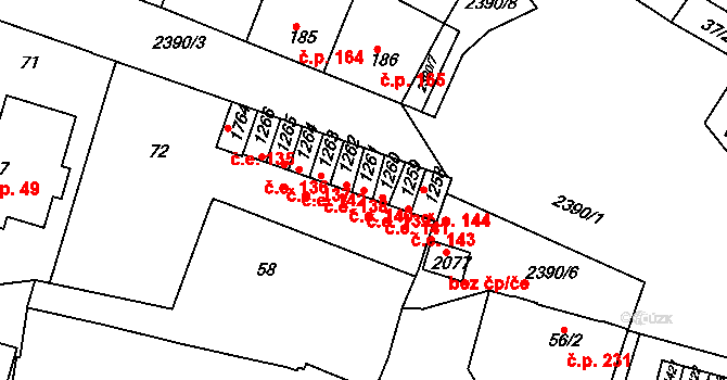 Rosice 139 na parcele st. 1261 v KÚ Rosice u Brna, Katastrální mapa