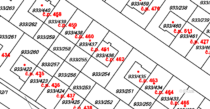 Satalice 462, Praha na parcele st. 933/436 v KÚ Satalice, Katastrální mapa