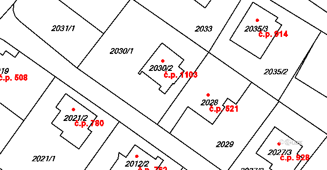 Liberec XIV-Ruprechtice 1103, Liberec na parcele st. 2030/2 v KÚ Ruprechtice, Katastrální mapa