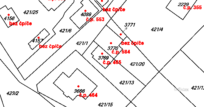 Horní Brána 465, Český Krumlov na parcele st. 3769 v KÚ Český Krumlov, Katastrální mapa