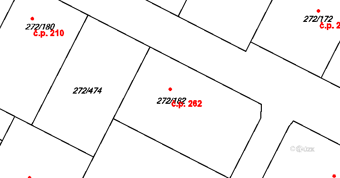 Křeslice 262, Praha na parcele st. 272/182 v KÚ Křeslice, Katastrální mapa