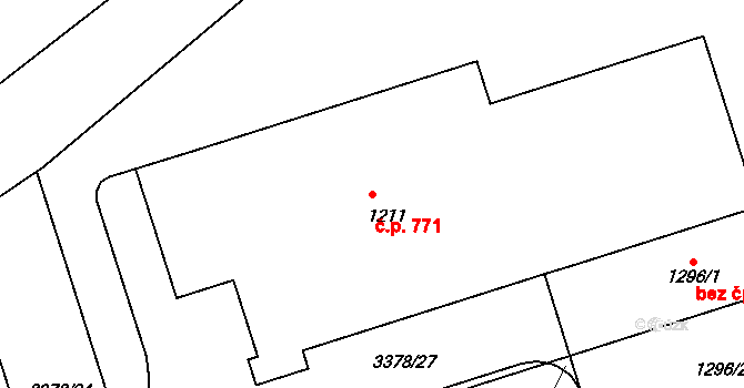 Žirovnice 771 na parcele st. 1211 v KÚ Žirovnice, Katastrální mapa