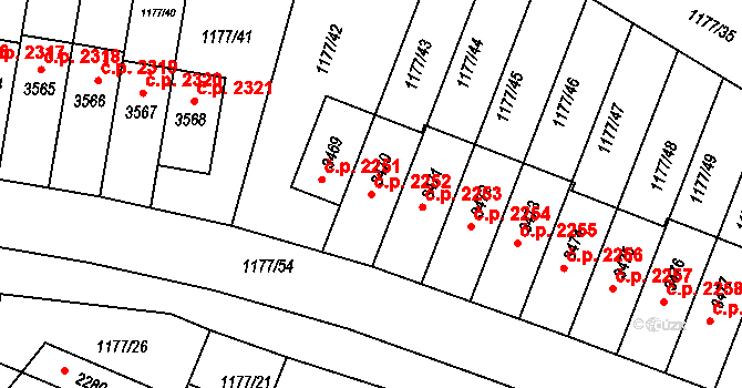 Říčany 2252 na parcele st. 3470 v KÚ Říčany u Prahy, Katastrální mapa