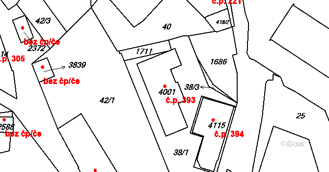 Plešivec 393, Český Krumlov na parcele st. 4001 v KÚ Český Krumlov, Katastrální mapa