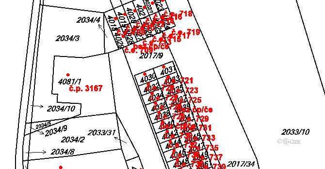 Hodonín 723 na parcele st. 4033 v KÚ Hodonín, Katastrální mapa