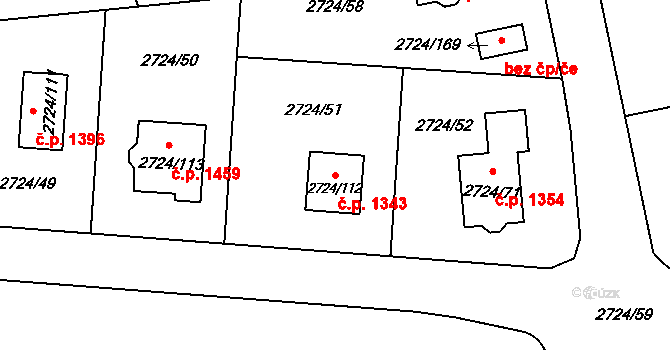 Kylešovice 1343, Opava na parcele st. 2724/112 v KÚ Kylešovice, Katastrální mapa