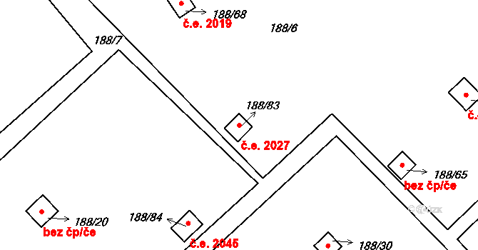 Sobědruhy 2027, Teplice na parcele st. 188/83 v KÚ Sobědruhy, Katastrální mapa