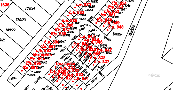 Strážnice 845 na parcele st. 789/90 v KÚ Strážnice na Moravě, Katastrální mapa
