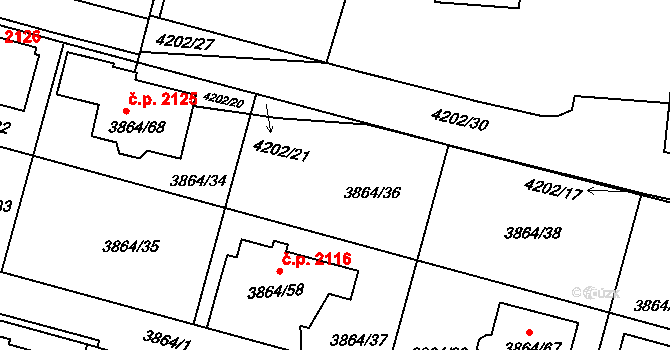Předměstí 2124, Litoměřice na parcele st. 3864/36 v KÚ Litoměřice, Katastrální mapa