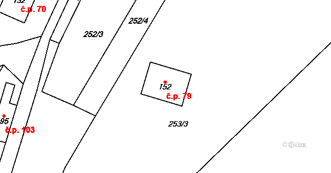 Řimice 79, Bílá Lhota na parcele st. 152 v KÚ Řimice, Katastrální mapa