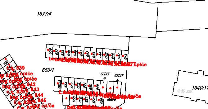 Kopřivnice 875 na parcele st. 645 v KÚ Kopřivnice, Katastrální mapa