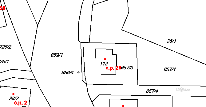 Hostišov 26, Votice na parcele st. 112 v KÚ Hostišov, Katastrální mapa