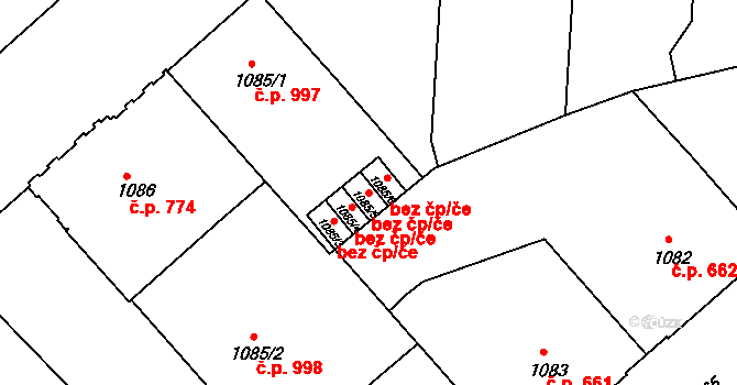 Praha 40468461 na parcele st. 1085/5 v KÚ Bubeneč, Katastrální mapa