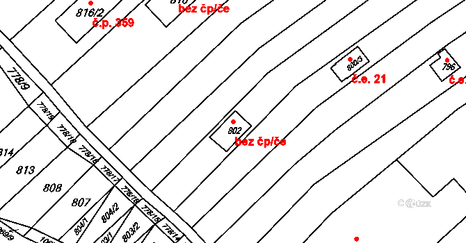 Uherský Brod 41556461 na parcele st. 802 v KÚ Těšov, Katastrální mapa