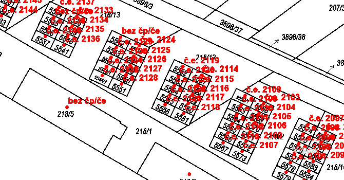 Řečkovice 2121, Brno na parcele st. 5554 v KÚ Řečkovice, Katastrální mapa