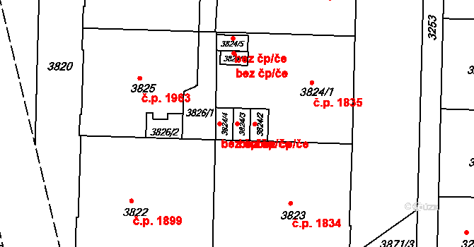 Brno 42059461 na parcele st. 3824/3 v KÚ Černá Pole, Katastrální mapa