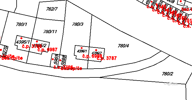Zlín 3787 na parcele st. 4396/2 v KÚ Zlín, Katastrální mapa