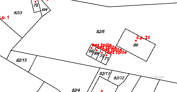 Pelhřimov 43309461 na parcele st. 68 v KÚ Radňov u Rynárce, Katastrální mapa