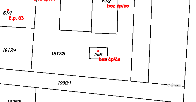Kobylá nad Vidnavkou 44354461 na parcele st. 259 v KÚ Kobylá nad Vidnavkou, Katastrální mapa