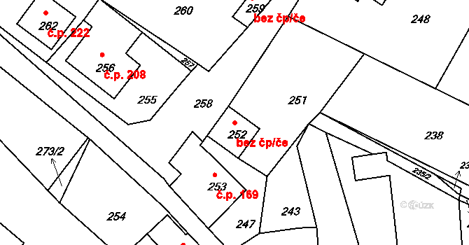 Žandov 45948461 na parcele st. 252 v KÚ Žandov u České Lípy, Katastrální mapa