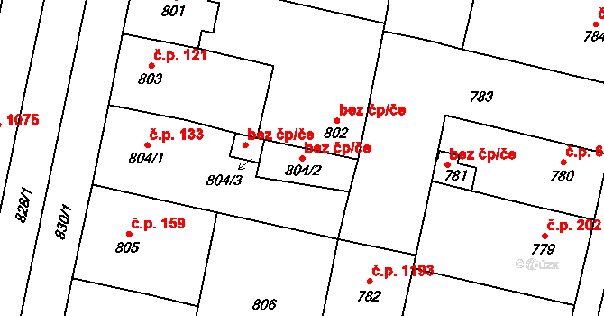 Plzeň 46524461 na parcele st. 804/2 v KÚ Lobzy, Katastrální mapa