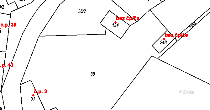 Němčice 47325461 na parcele st. 134 v KÚ Němčice, Katastrální mapa