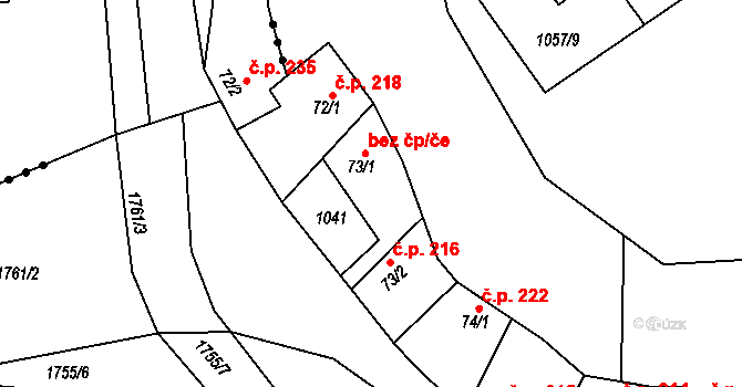 Jevišovice 47496461 na parcele st. 73/1 v KÚ Jevišovice, Katastrální mapa