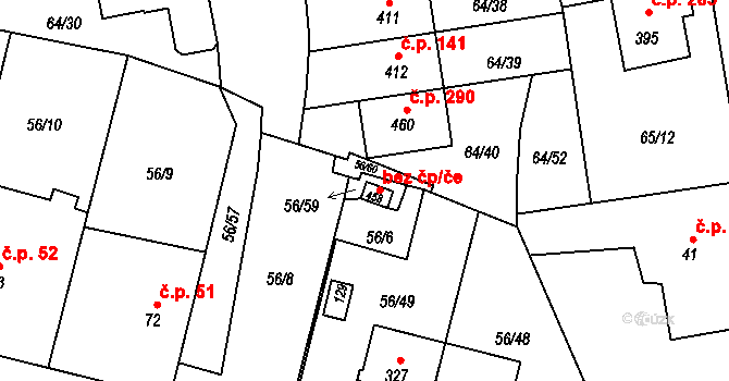 Jihlava 48060461 na parcele st. 458 v KÚ Staré Hory, Katastrální mapa