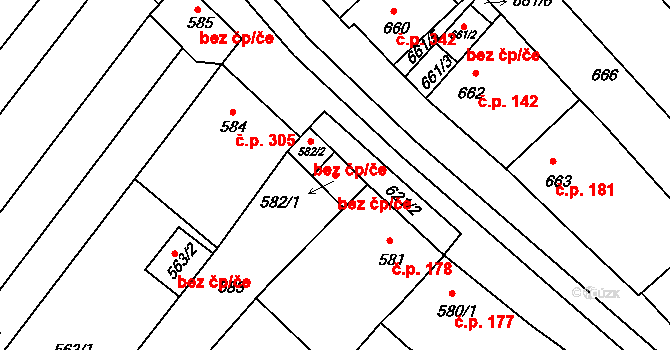 Starý Poddvorov 48818461 na parcele st. 582/1 v KÚ Starý Poddvorov, Katastrální mapa