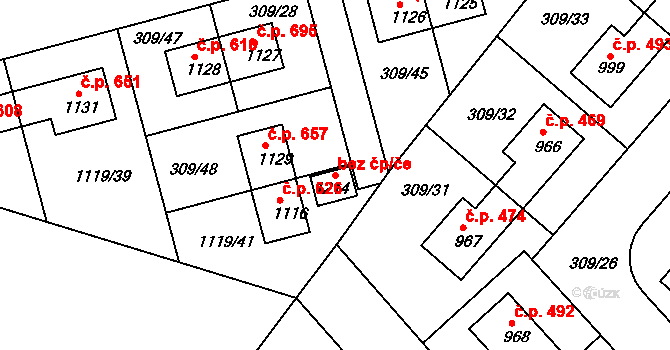 Nučice 49738461 na parcele st. 1214 v KÚ Nučice u Rudné, Katastrální mapa