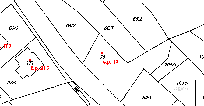 Lukavička 13, Lukavice na parcele st. 76 v KÚ Lukavice, Katastrální mapa