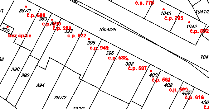 Bučovice 588 na parcele st. 396 v KÚ Bučovice, Katastrální mapa