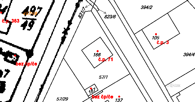 Ochoz 71, Nasavrky na parcele st. 166 v KÚ Ochoz u Nasavrk, Katastrální mapa