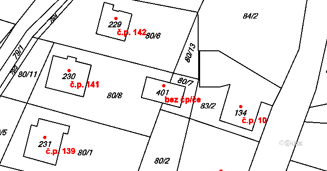 Lukavice 53915461 na parcele st. 401 v KÚ Lukavice, Katastrální mapa