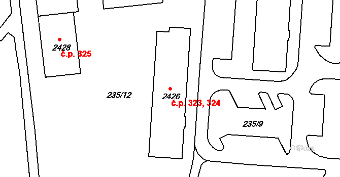 Pražské Předměstí 323,324, Písek na parcele st. 2426 v KÚ Písek, Katastrální mapa