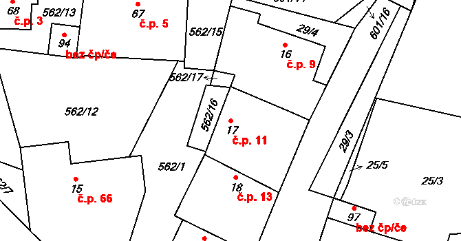 Křemačov 11, Mohelnice na parcele st. 17 v KÚ Křemačov, Katastrální mapa