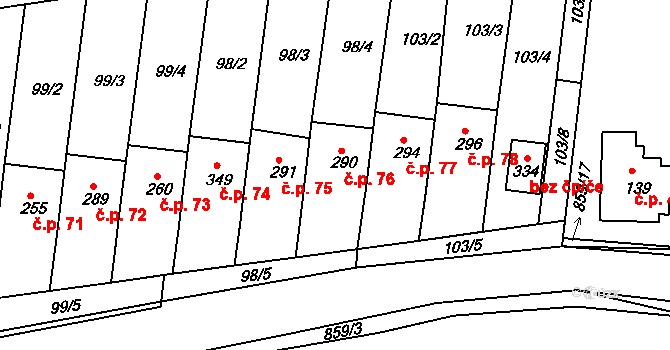 Kociánov 76, Loučná nad Desnou na parcele st. 290 v KÚ Kociánov, Katastrální mapa