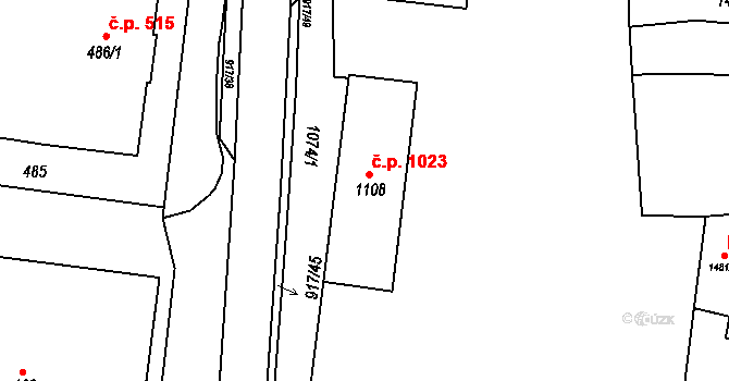 Rajhrad 1023 na parcele st. 1108 v KÚ Rajhrad, Katastrální mapa