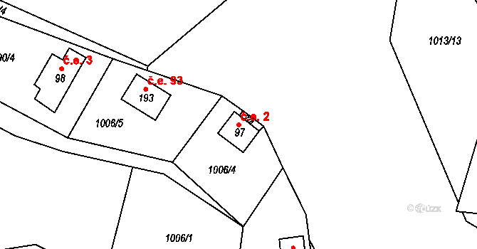 Klokočůvek 2, Odry na parcele st. 97 v KÚ Klokočůvek, Katastrální mapa