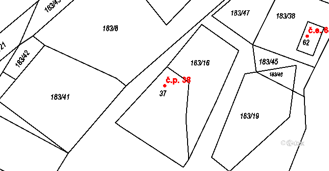 Pravíkov 38, Kamenice nad Lipou na parcele st. 37 v KÚ Pravíkov, Katastrální mapa