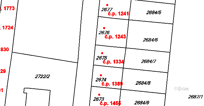 Louny 1334 na parcele st. 2675 v KÚ Louny, Katastrální mapa