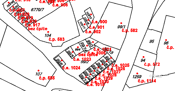 Žatec 1005 na parcele st. 99/14 v KÚ Žatec, Katastrální mapa