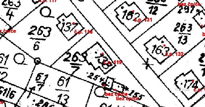 Libice nad Doubravou 119 na parcele st. 138 v KÚ Libice nad Doubravou, Katastrální mapa