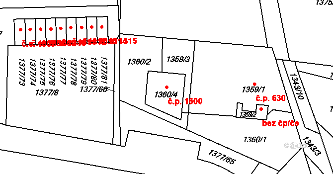 Kopřivnice 1600 na parcele st. 1360/4 v KÚ Kopřivnice, Katastrální mapa