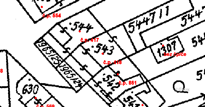 Kobylí 418 na parcele st. 543 v KÚ Kobylí na Moravě, Katastrální mapa